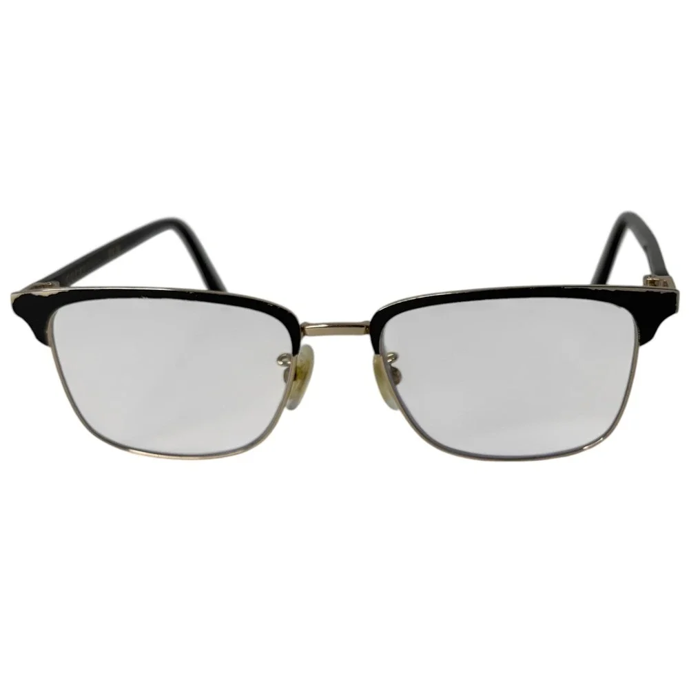 Gucci GG0131O 001 Eyeglass Frames Black Gold Rectangle Italy 53-18-145